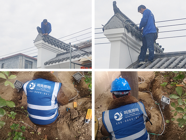 河南省鞏義市北城門樓體燈光亮化施工現場