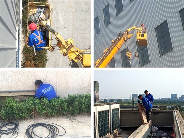 信陽市潢川縣電視臺亮化工程施工現場