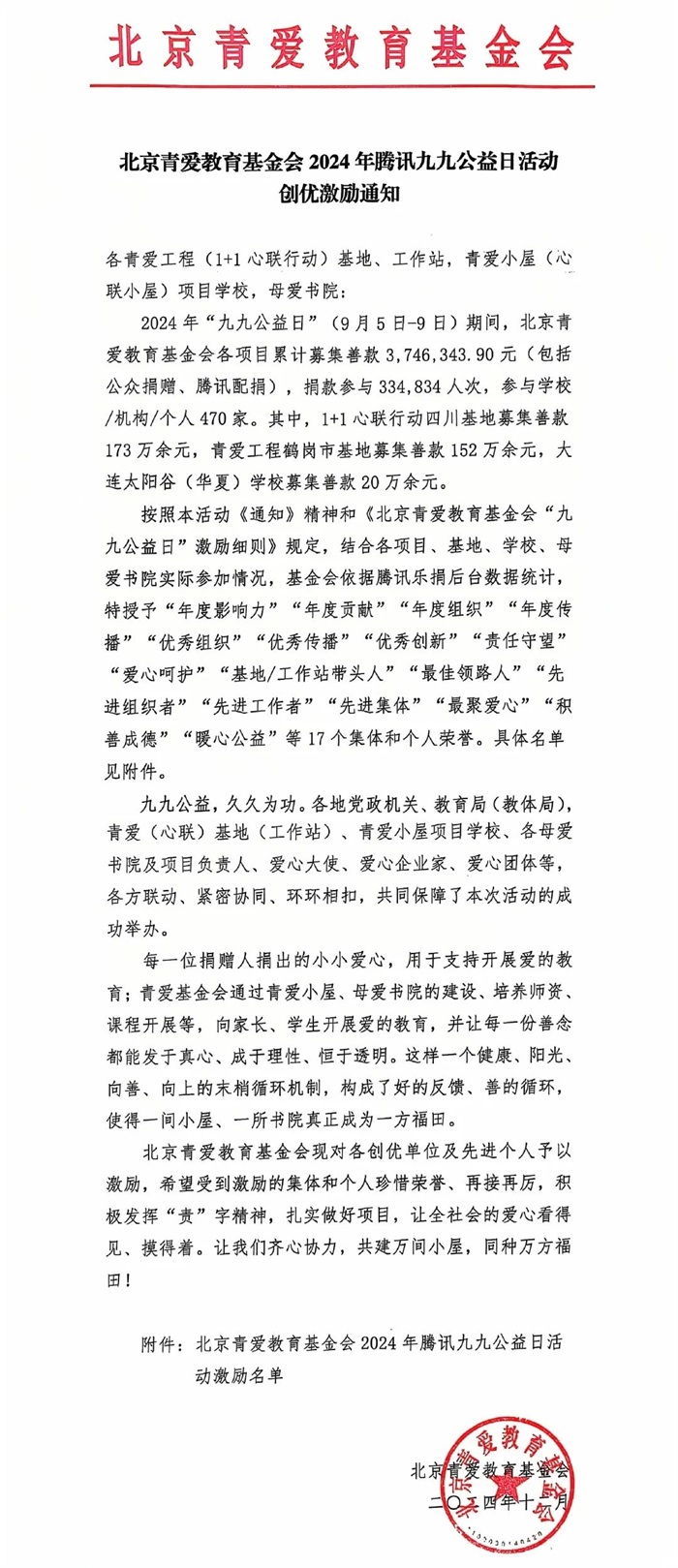 明亮照明集團總經理荊明慧(光明姐姐)榮獲北京青愛教育基金會先進組織者